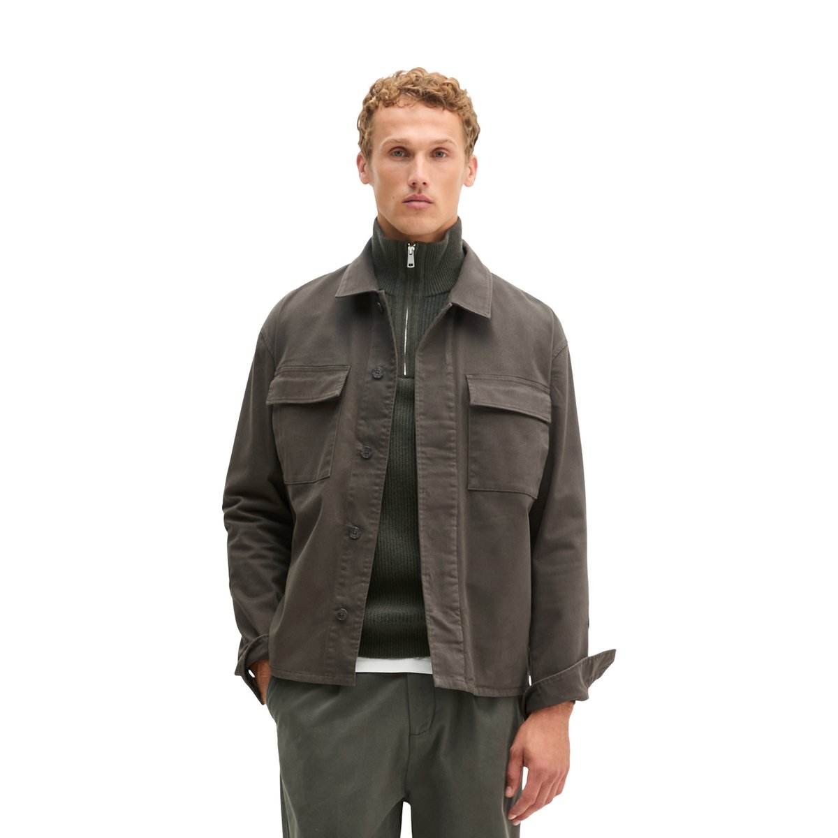Surchemise oversize en mélange de coton bio doux noir, MARC O'POLO