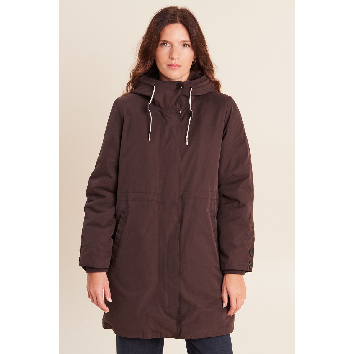 Parka à capuche taille ajustable marron foncé, BREAL
