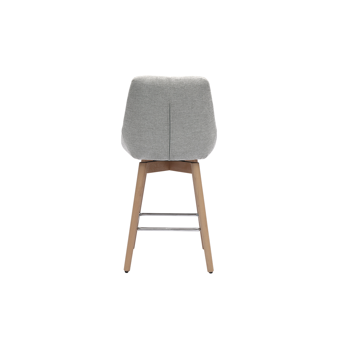 Tabourets de bar scandinaves pivotants 360° en tissu effet velours texturé beige et bois clair H65 cm (lot de 2) ALESS gris, MILIBOO