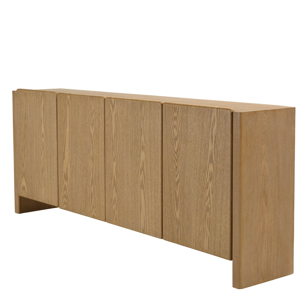 Buffet 190cm couleur naturelle 4 portes design arrondi VELAR bois naturel, PIER IMPORT