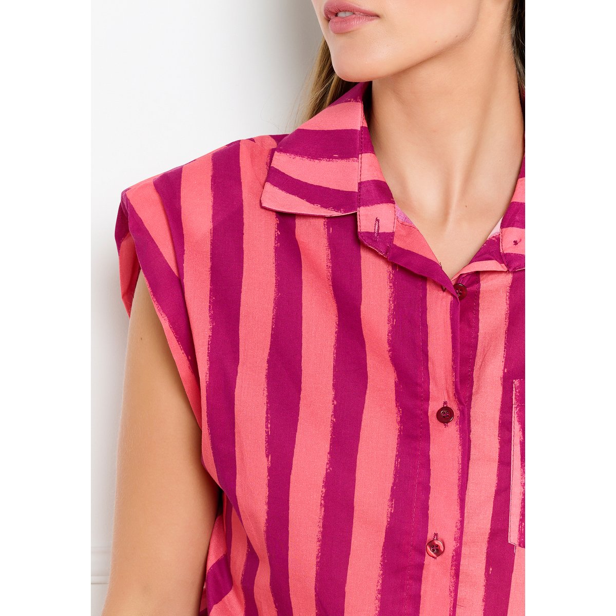 Chemise rayures irrégulières bordeaux wine, LOLALIZA