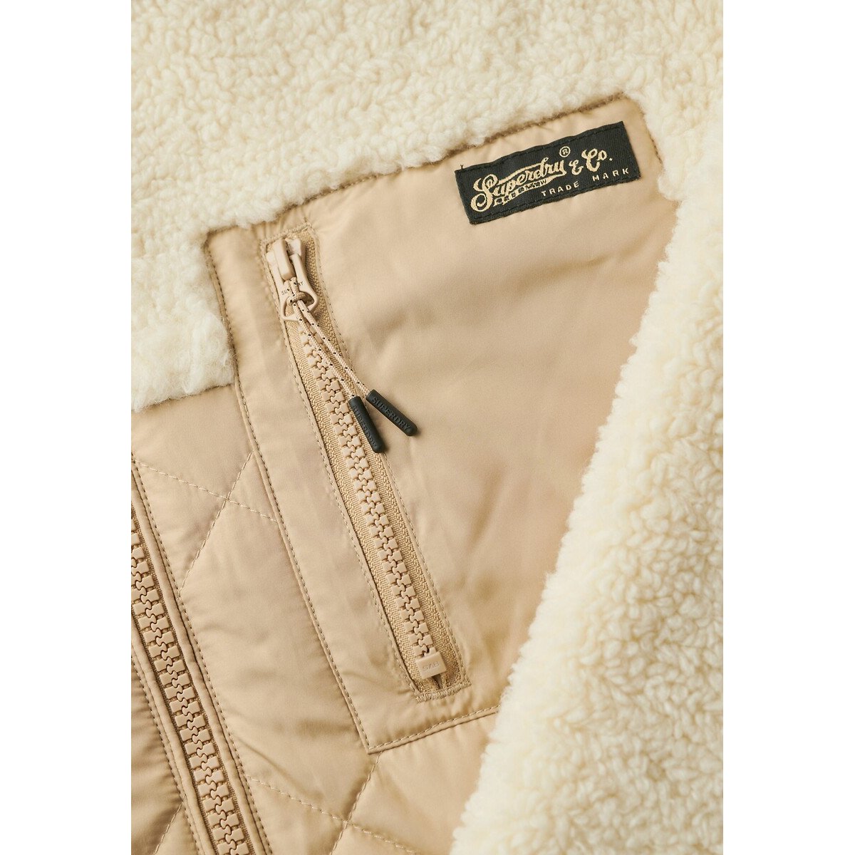 Veste hybride en sherpa Workwear crème, SUPERDRY
