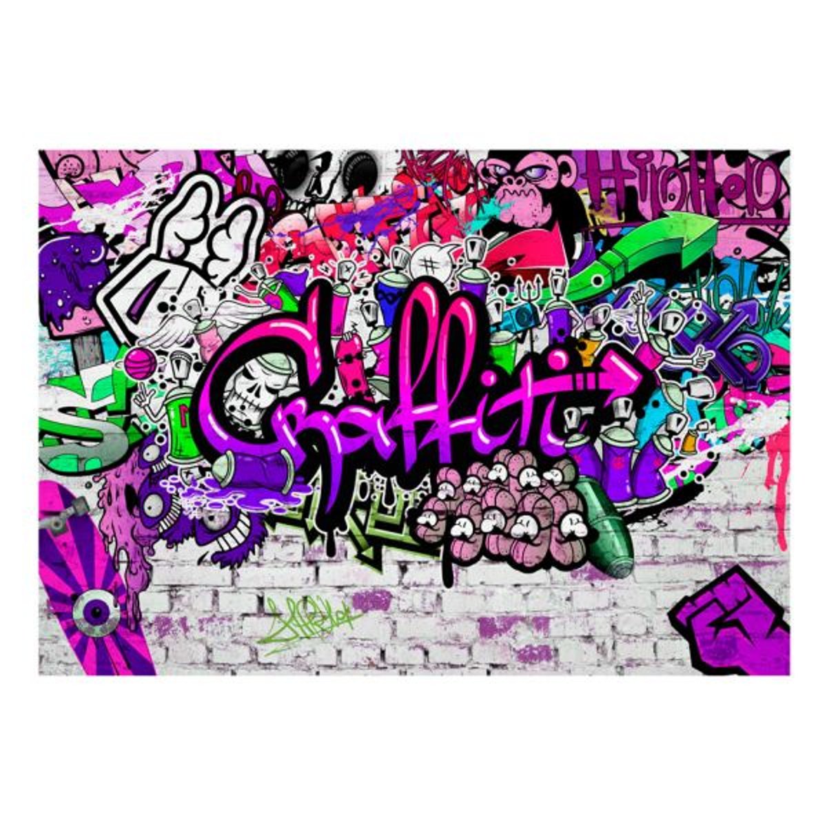 Papier peint intissé panoramique Street art Purple Graffiti vert, EDEN
