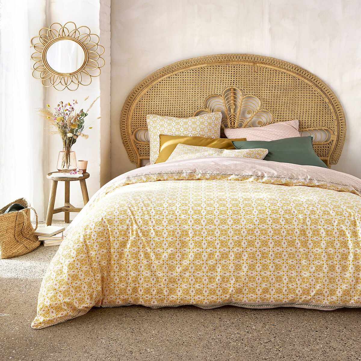 Housse de couette imprimée Gardenia imprimé jaune, LA REDOUTE INTERIEURS
