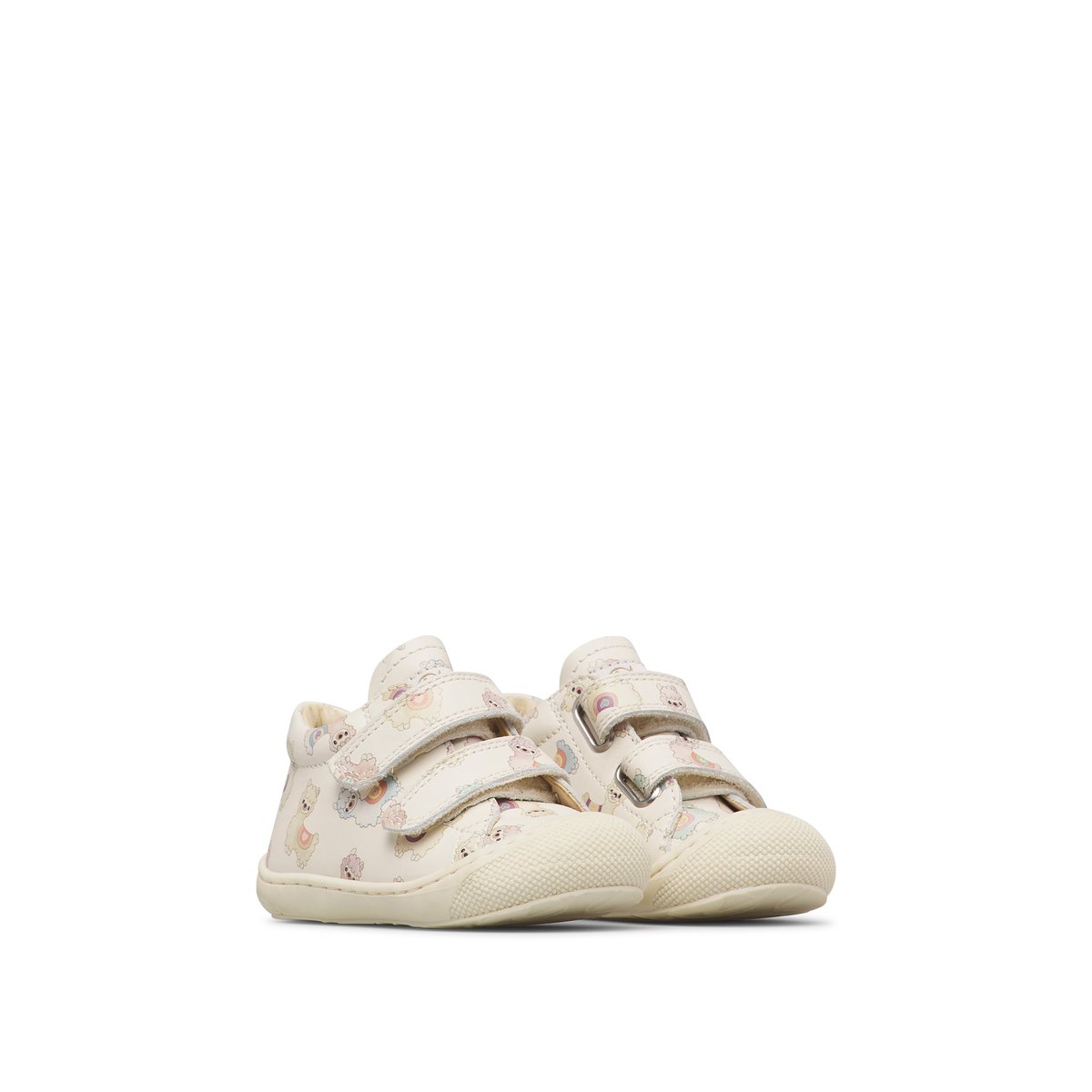 Chaussures premiers pas en cuir COCOON VL blanc crème-céleste, NATURINO