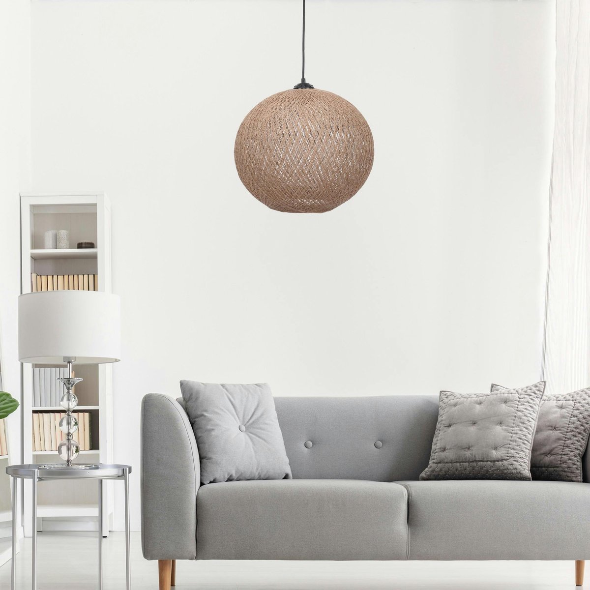 Suspension bohème jute naturelle - forme boule, ø38 cm AROSA beige, PIER IMPORT