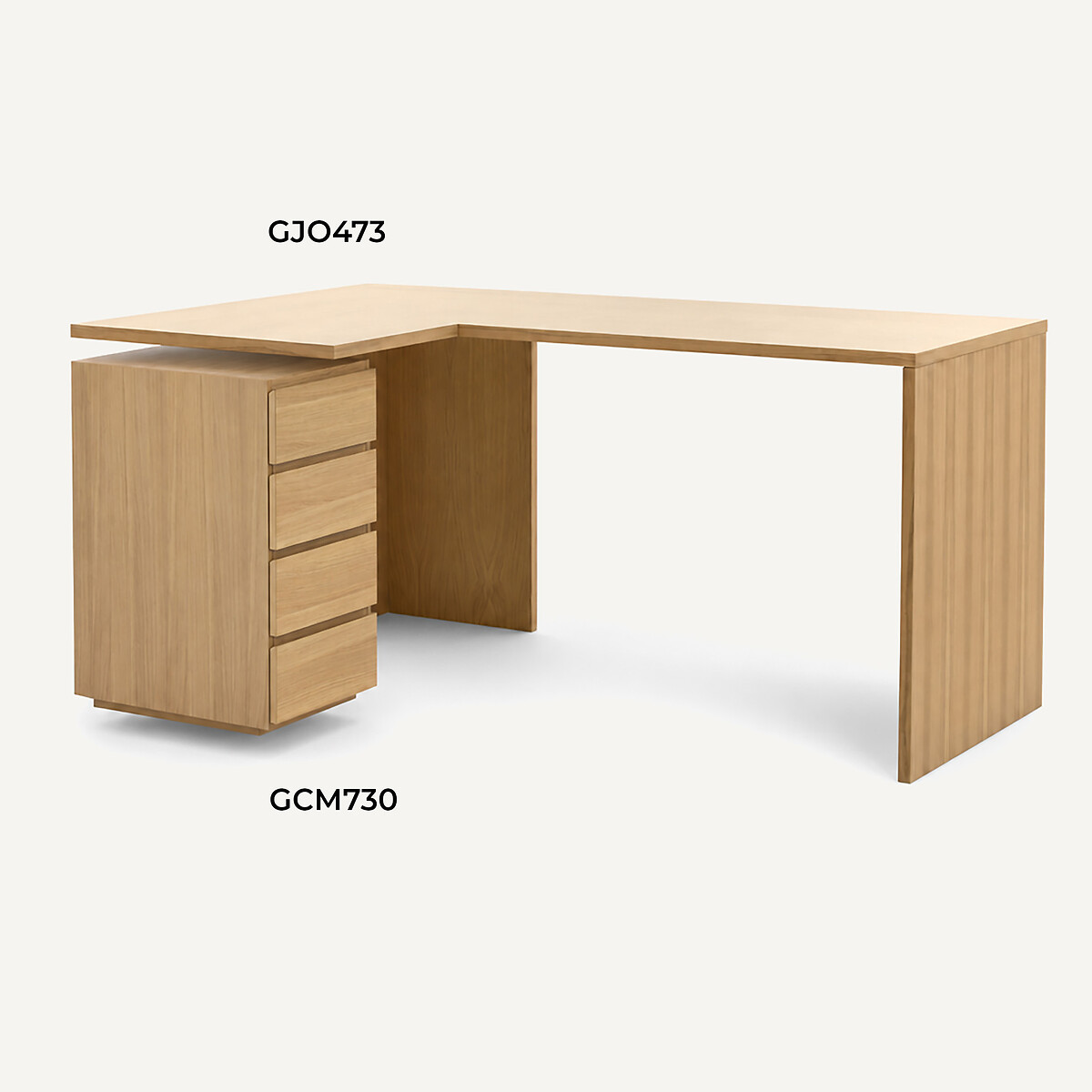 Working 165cm Oak Veneer Corner Desk natural oak, AM.PM