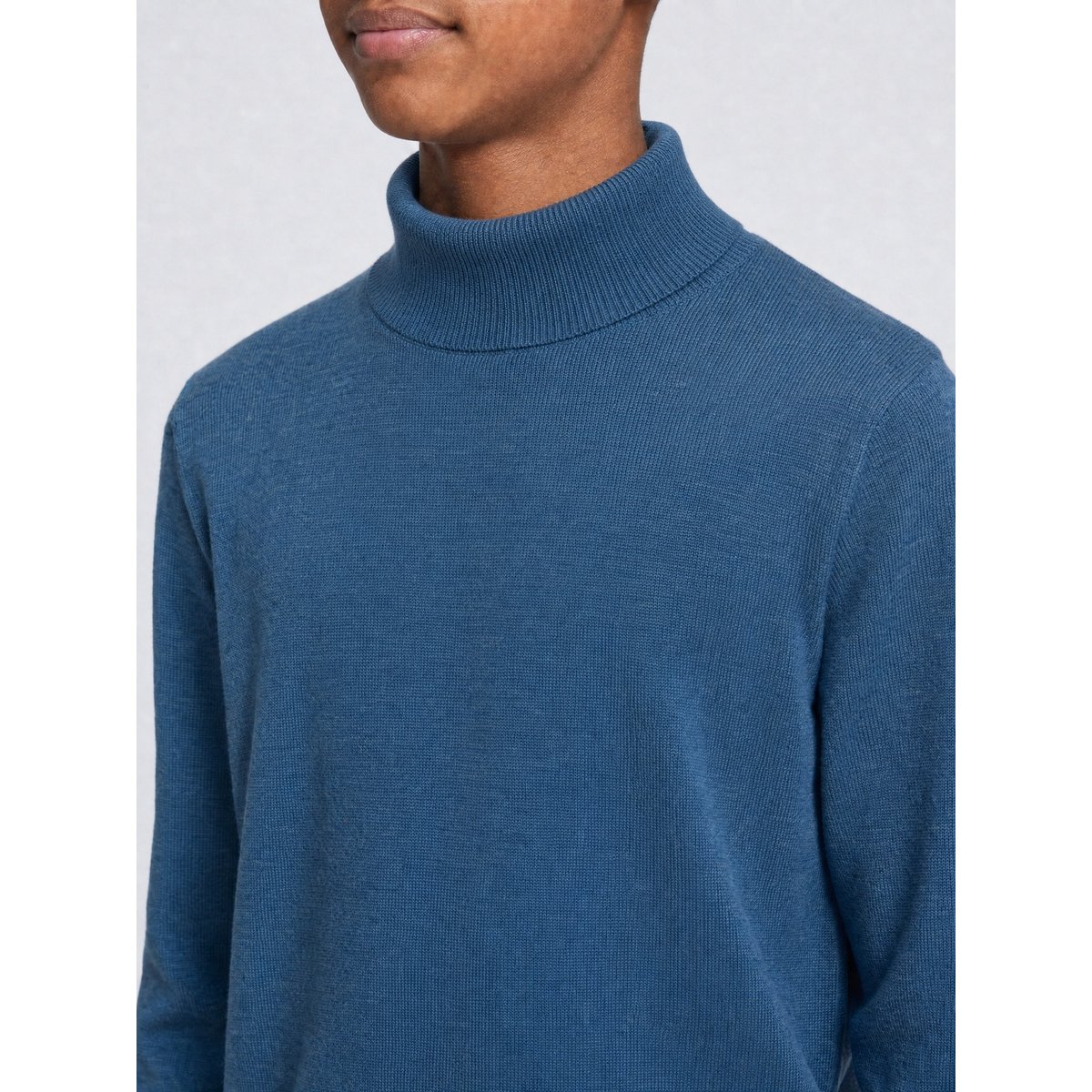 Pull col roulé en maille fine steelshore bleu storm blue, PETROL INDUSTRIES