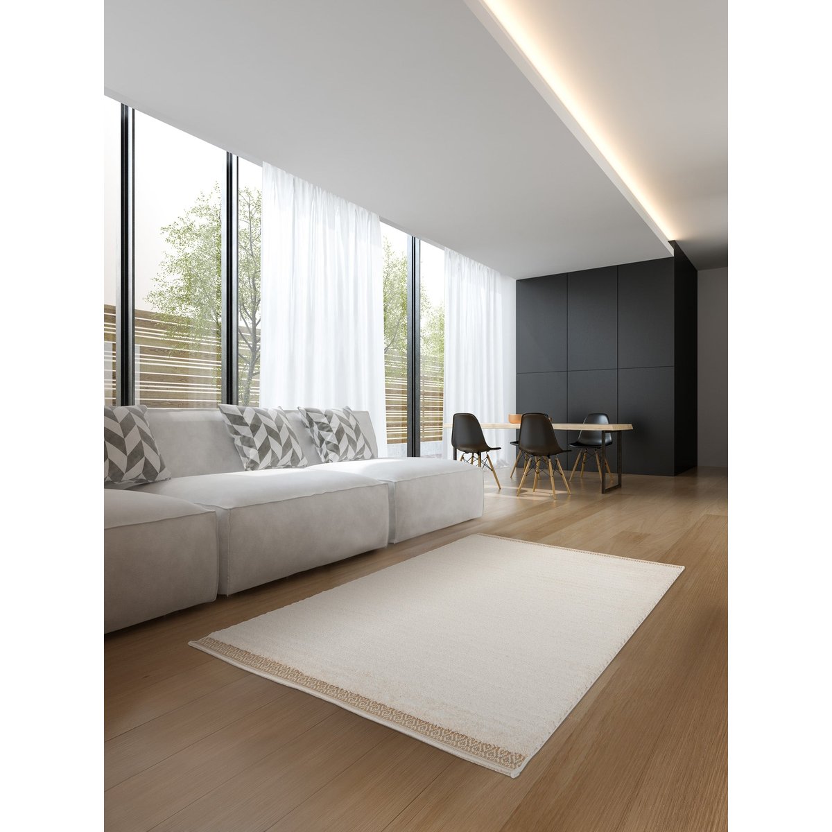 Tapis design avec effet relief ASTRID beige sable, AFK LIVING