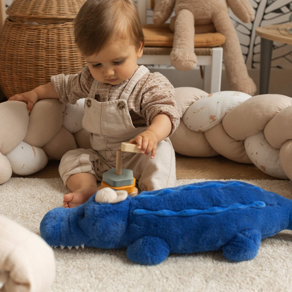 Grande peluche Phil' le crocodile - 60cm azul, TROIS KILOS SEPT