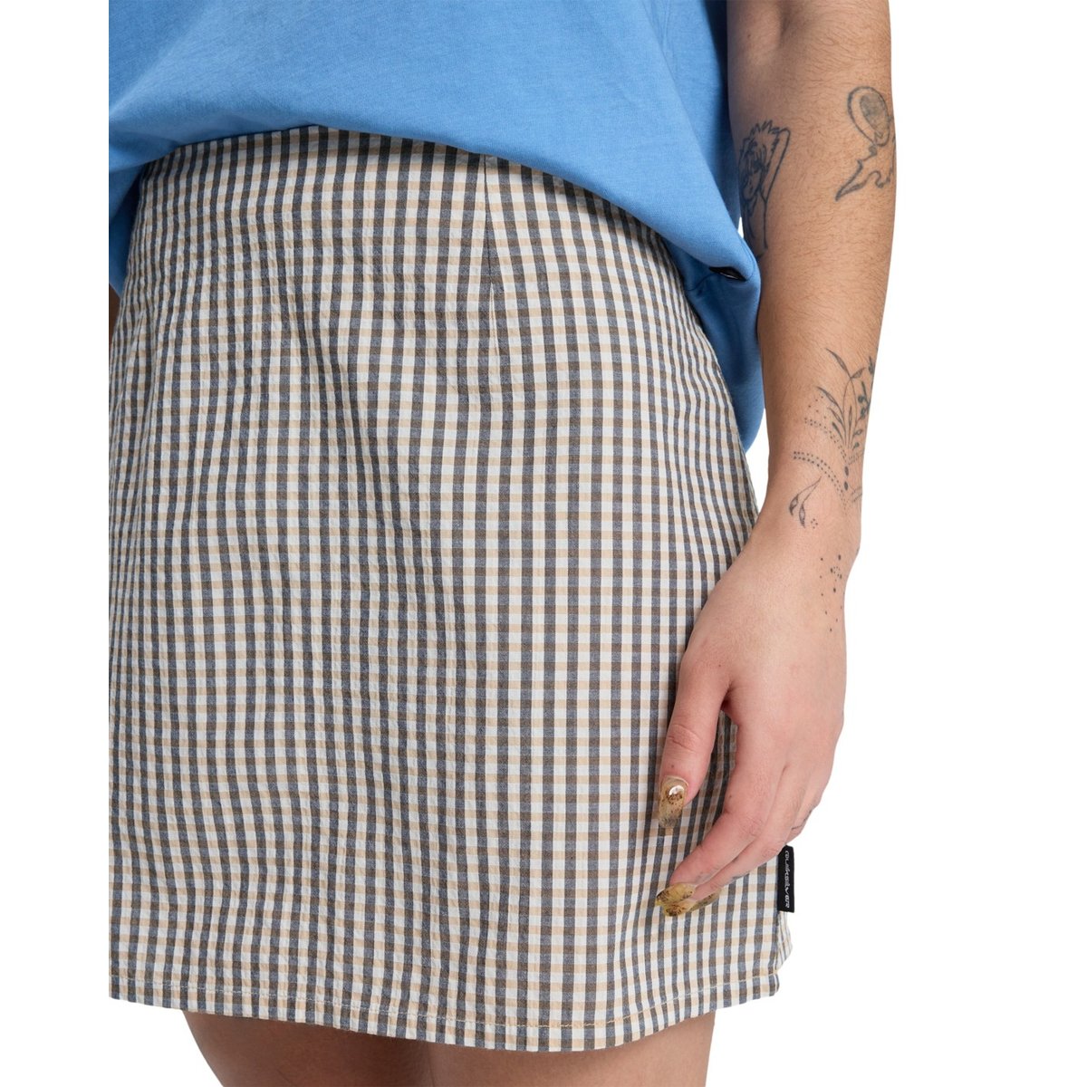 Jupe courte LUDDEN marron khaki gingham qsw, QUIKSILVER