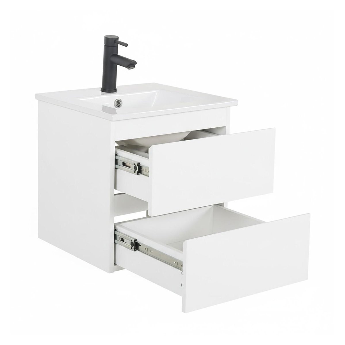 Meuble vasque suspendu 45cm avec plan céramique SORRENTO blanc satiné, MOB IN
