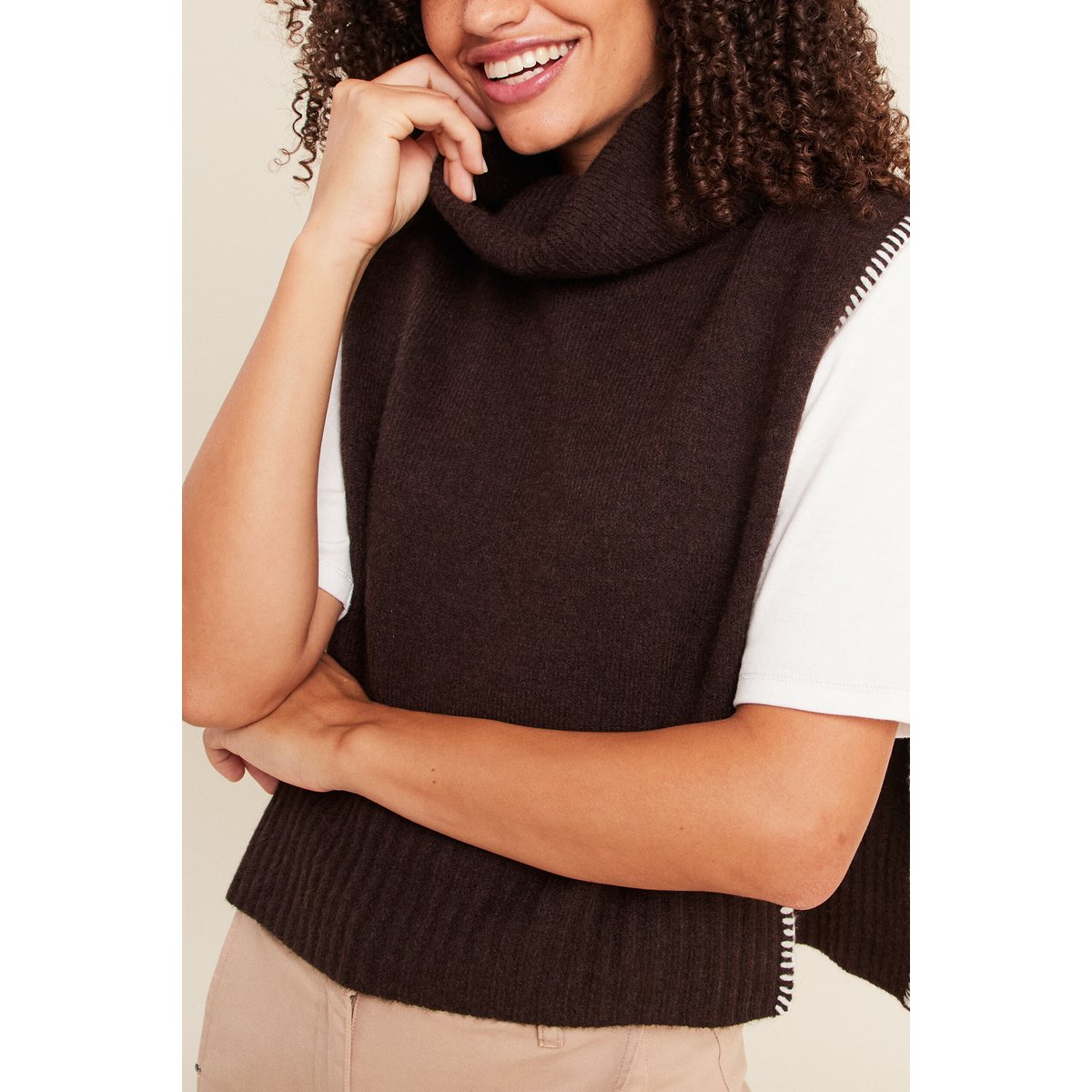 Écharpe aspect laineux marron foncé, BREAL