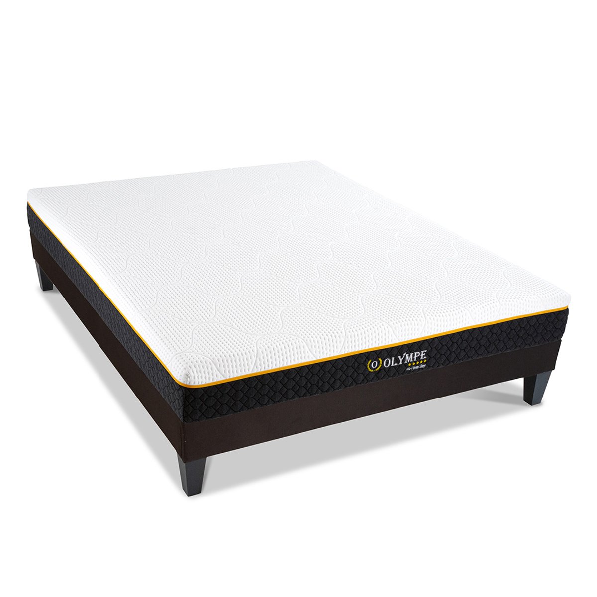 Ensemble Olympe 180x200 cm Matelas Mousse + Sommier Bois blanc, OLYMPE LITERIE