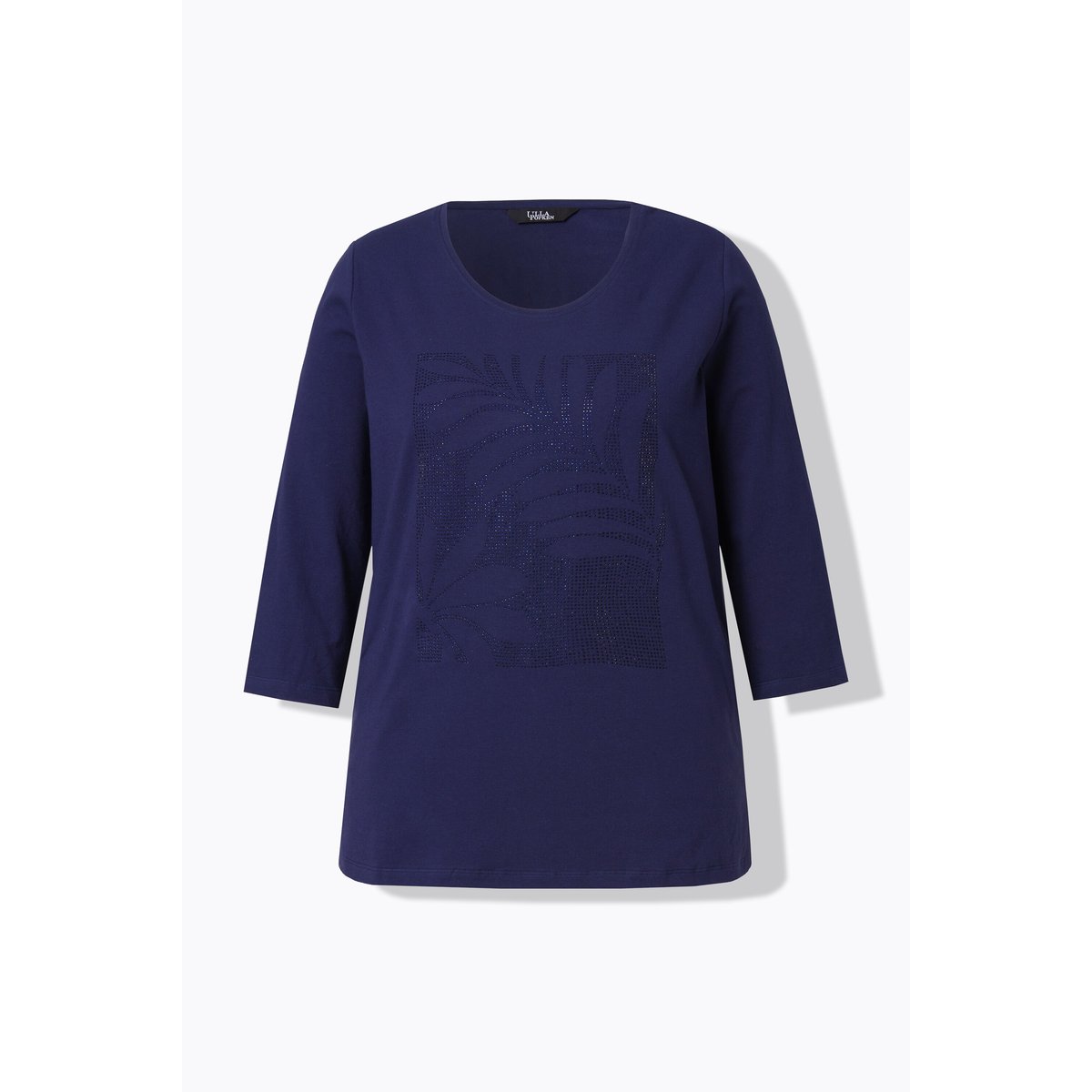 T-shirt décolleté rond et manches 3/4 marine, ULLA POPKEN