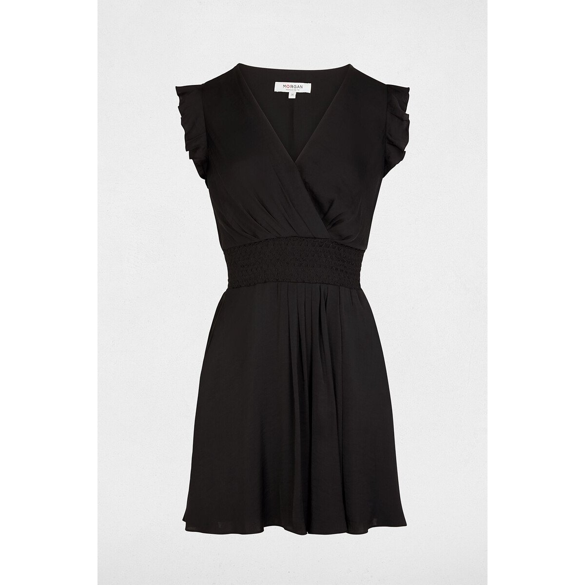 V-Neck Short Sleeve Mini Dress black, MORGAN