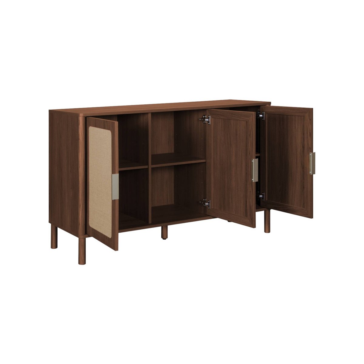 Buffet vintage décor bois et cannage 3 portes 120cm ETTA noyer, SWEEEK
