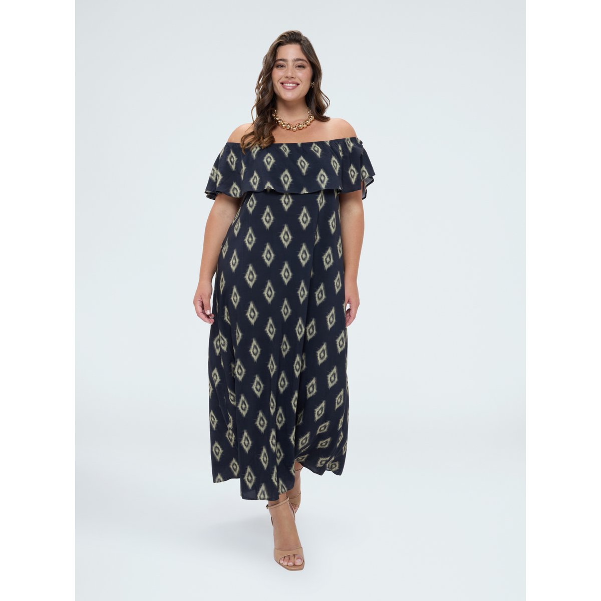 Robe Chill épaules dénudées avec imprimé noir, FIORELLA RUBINO