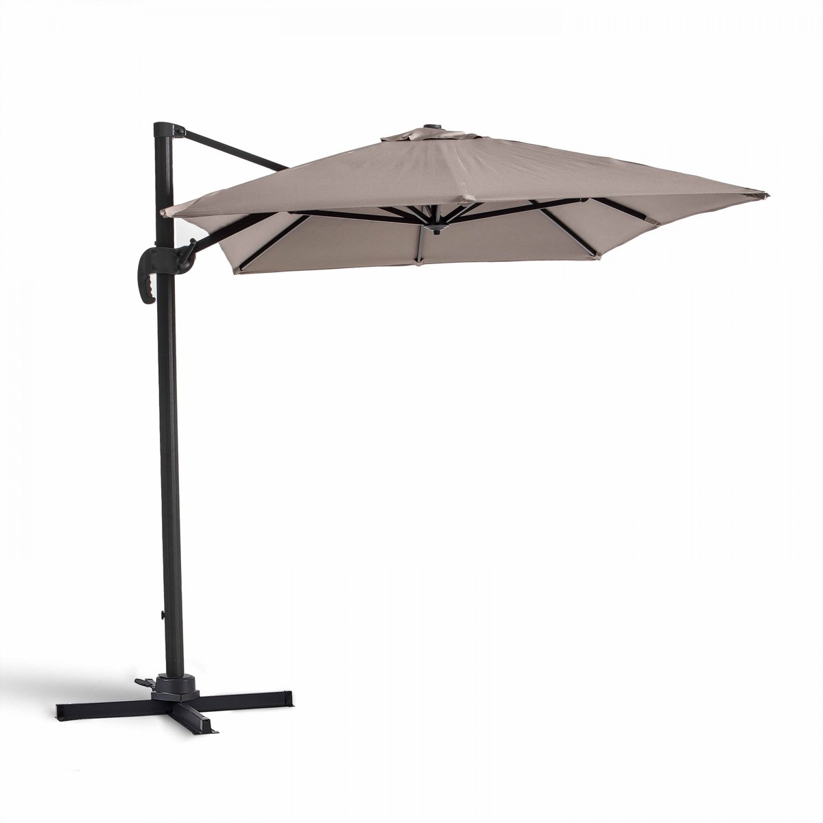 Parasol déporté inclinable et rotatif 2x3m, AMALYA taupe, OVIALA