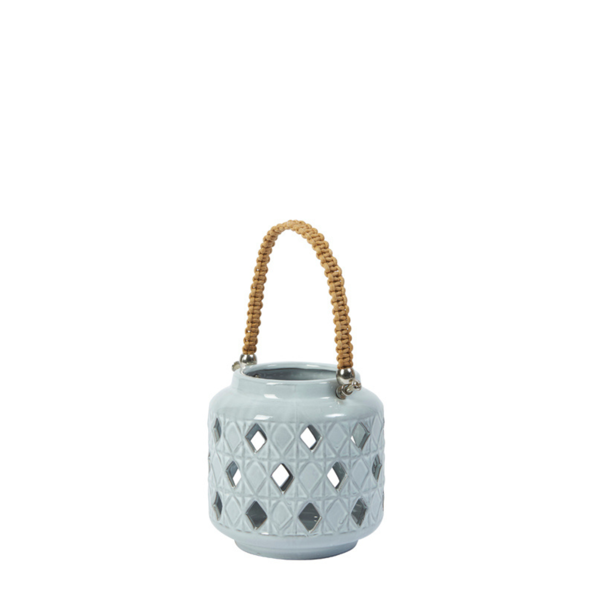 Lanterne décorative en grès H13 gris, SIA DECO