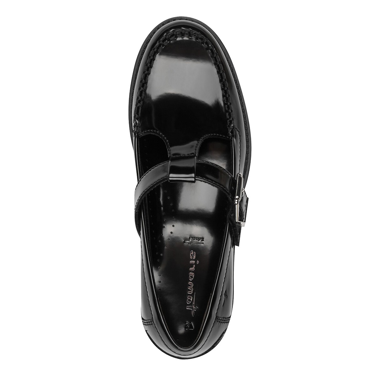 Mocassins à bride en T noir, TAMARIS