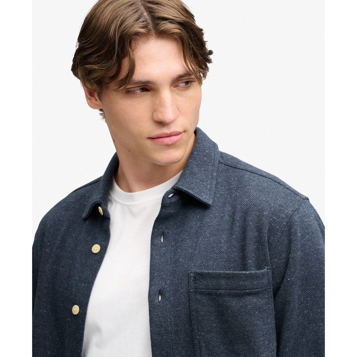 Chemise en Jersey Twill Tweed tweed bleu marine, SUPERDRY