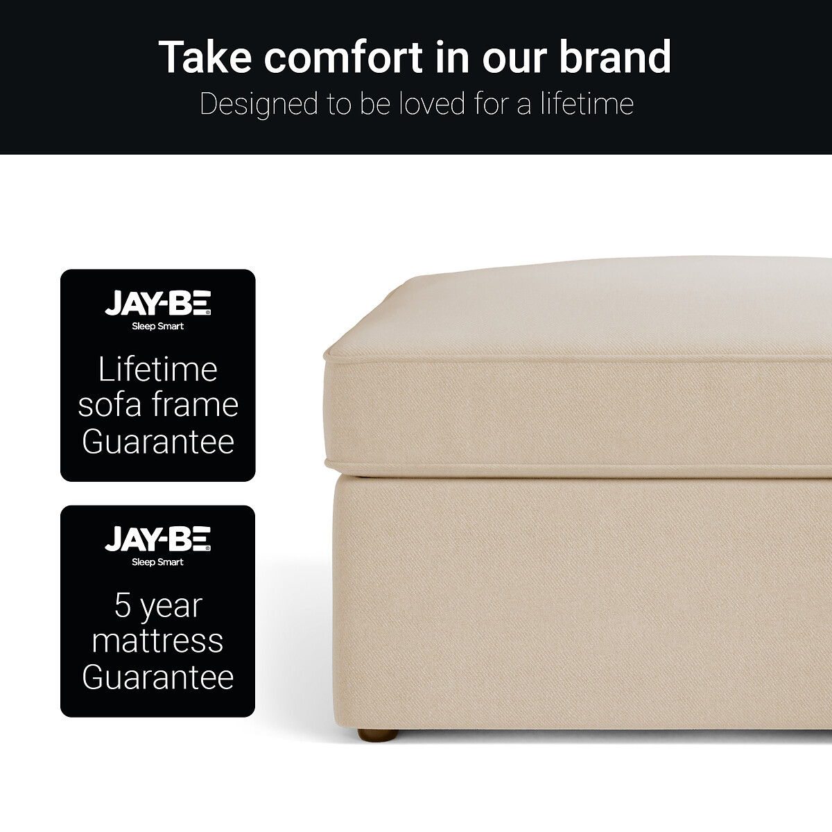 Jay-Be® Brushed Twill Footstool Sofa Bed with Comfort Mattress linen, JAY-BE