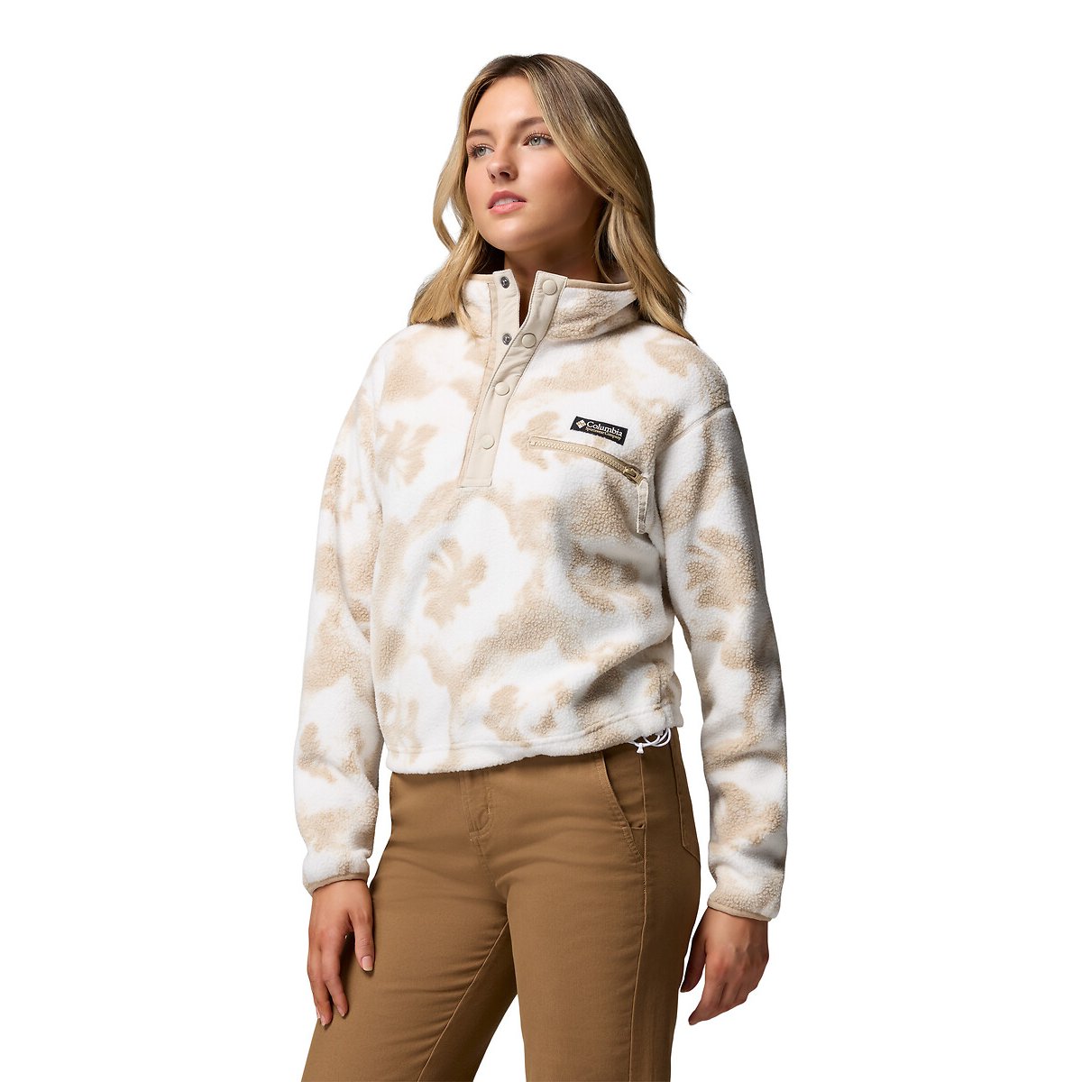 Helvetia Sherpa Short Semi-Buttoned Fleece beige print, COLUMBIA