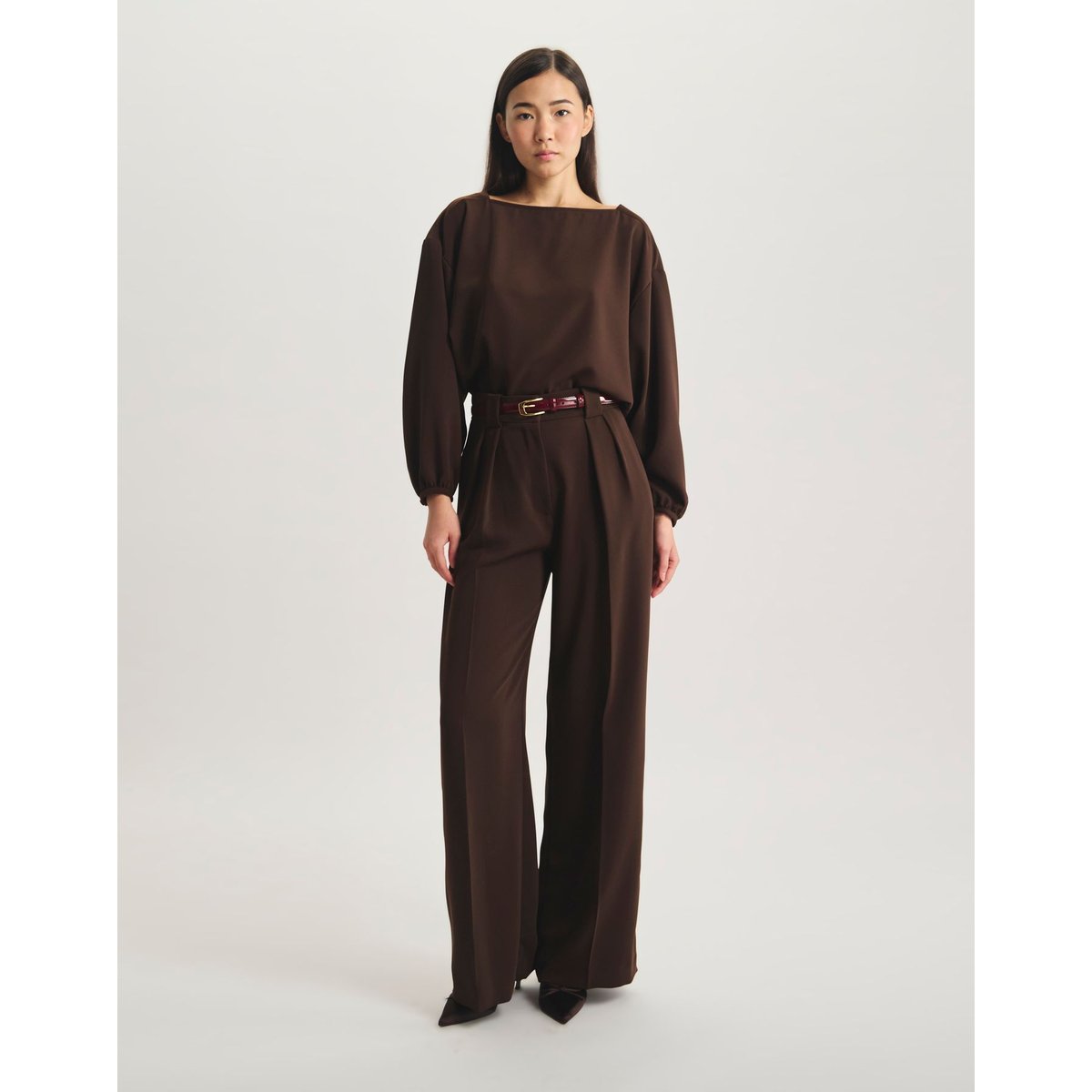 Pantalon à pinces Marlène marron, INES DE LA FRESSANGE PARIS