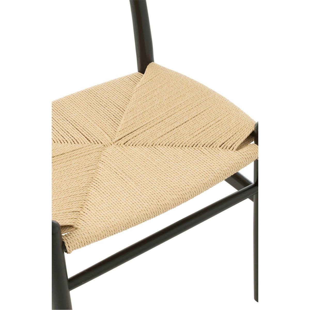 Chaise en hêtre assise en corde noir et naturel, RECOLLECTION