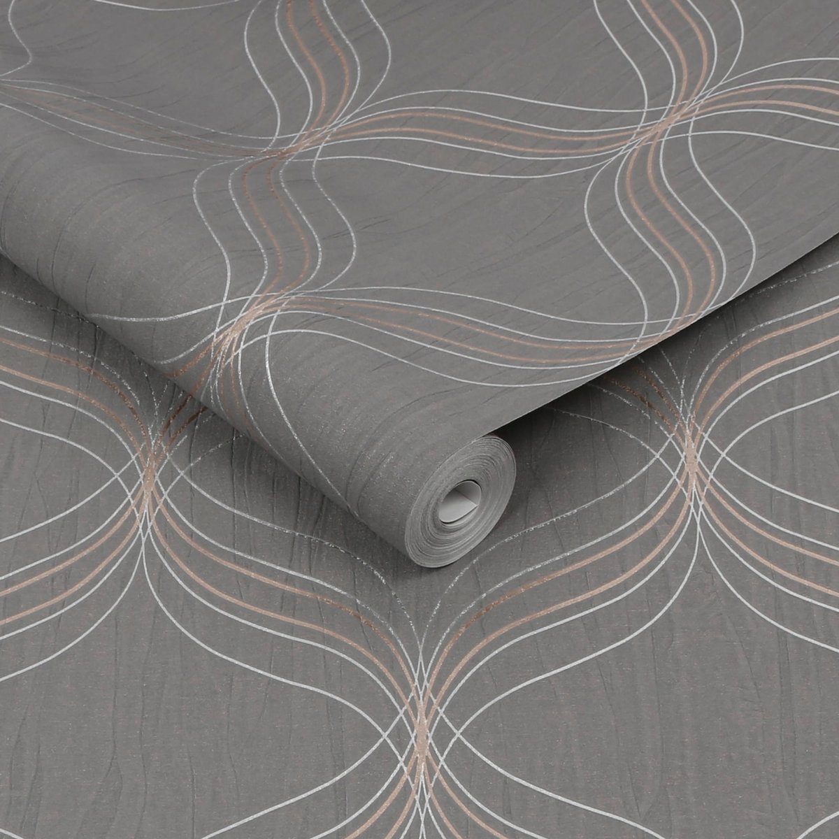 Papier peint Géométrique Effet Optique gris, BOUTIQUE