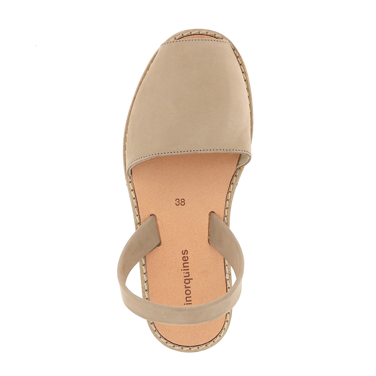 Sandales en nubuck talon plat beige, MINORQUINES