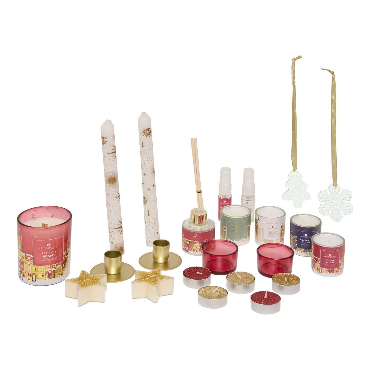 Calendrier de l'avent coffret senteur TEA TIME rouge, ATMOSPHERA