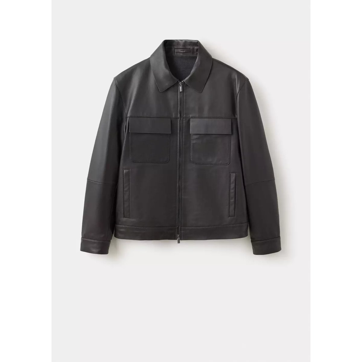 Blouson 100 % cuir poches chocolat, MANGO MAN