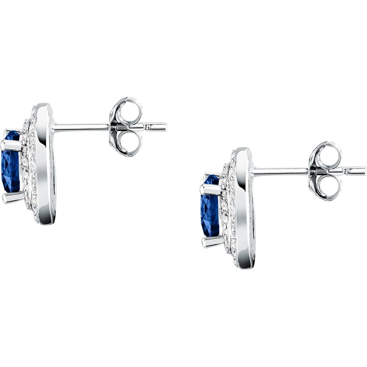 Boucles d'oreilles en Zircon/zircons Cubiques/argent 925/1000 Recyclé et Zircon bleu, MORELLATO