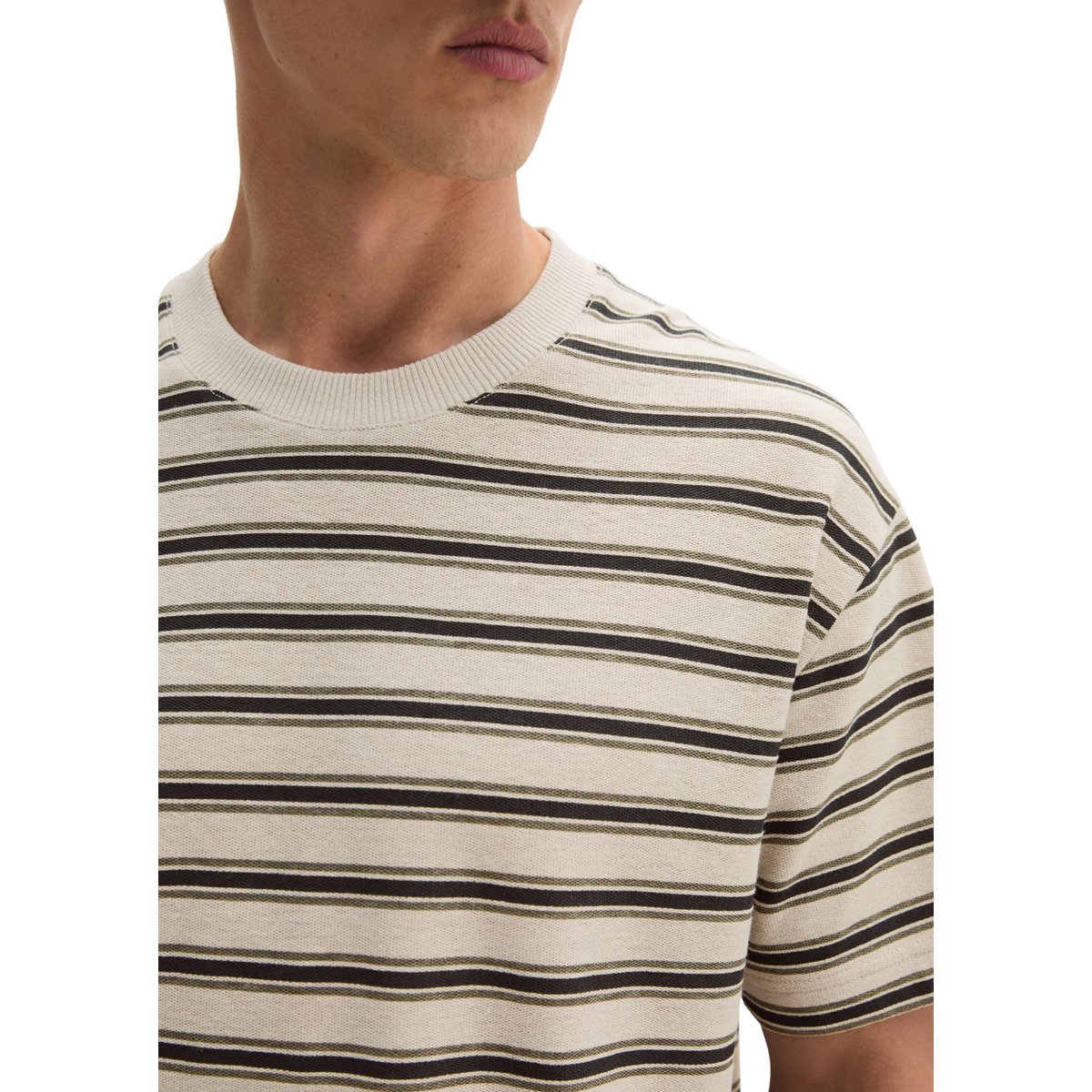 T-shirt relaxed en coton bio et en lin beige, MARC O'POLO