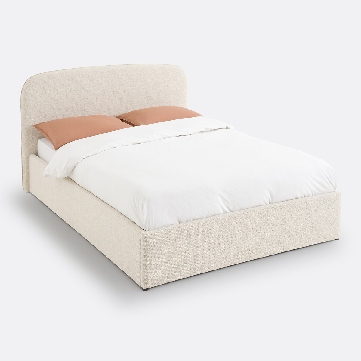 Kastenbett Conto mit hochklappbarem Lattenrost, Bouclé ecru, LA REDOUTE INTERIEURS