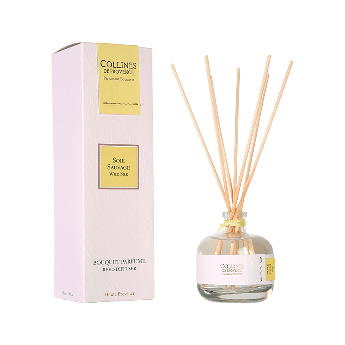 Diffuseur de parfum SOIE SAUVAGE blanc, COLLINES DE PROVENCE