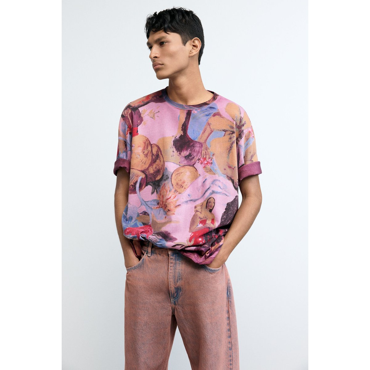T-shirt imprimé floral rouge, DESIGUAL