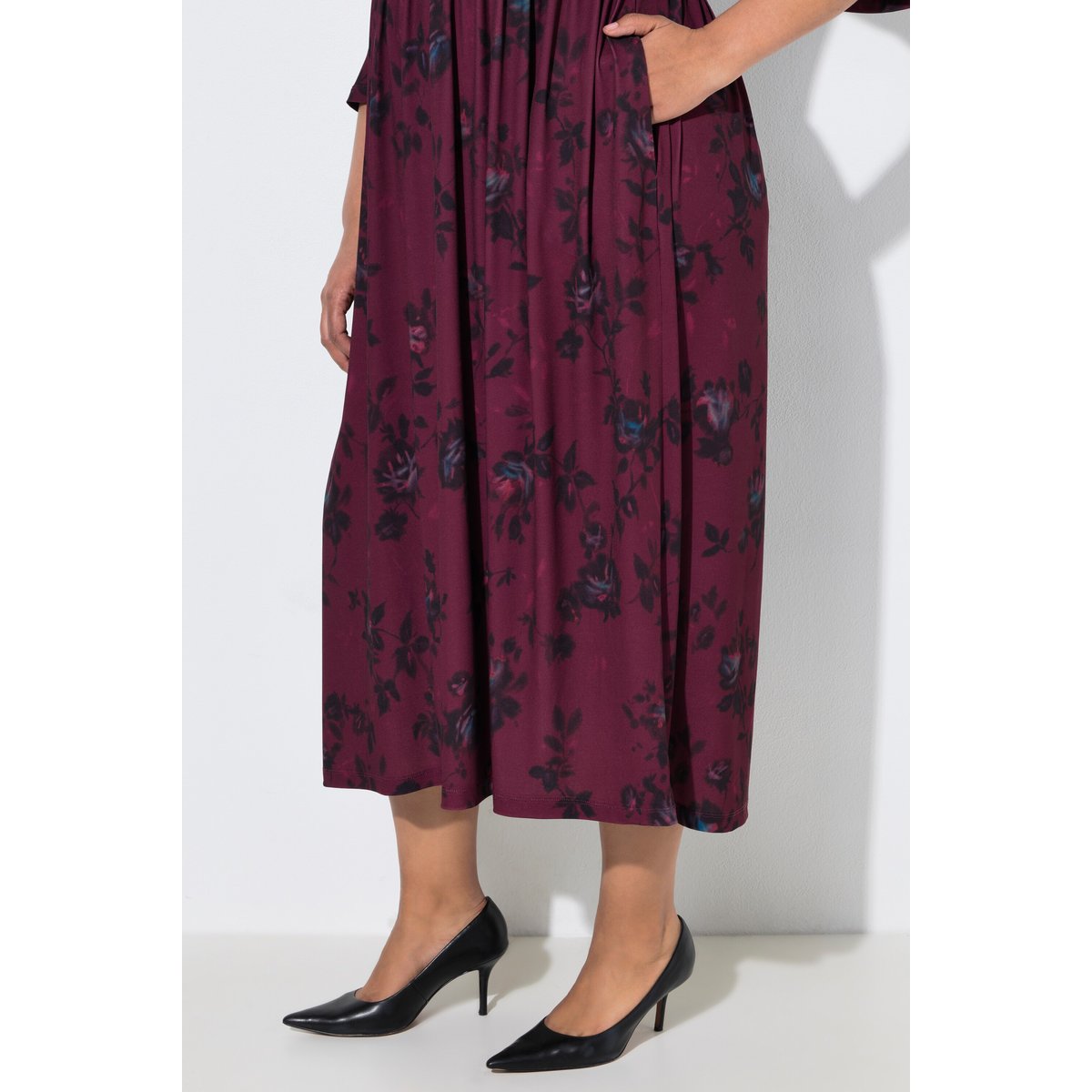Robe maxi en jersey rouge vin foncé, ULLA POPKEN