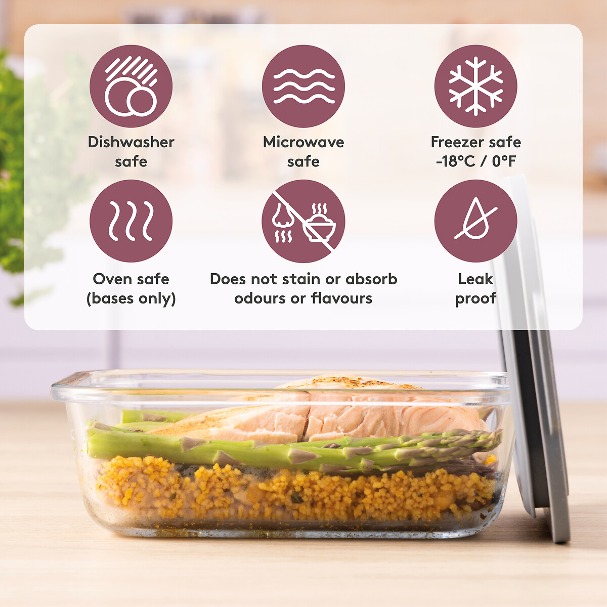 Set of 3 Fresh Storage 0.63L Rectangle Food Storage transparent, KILNER