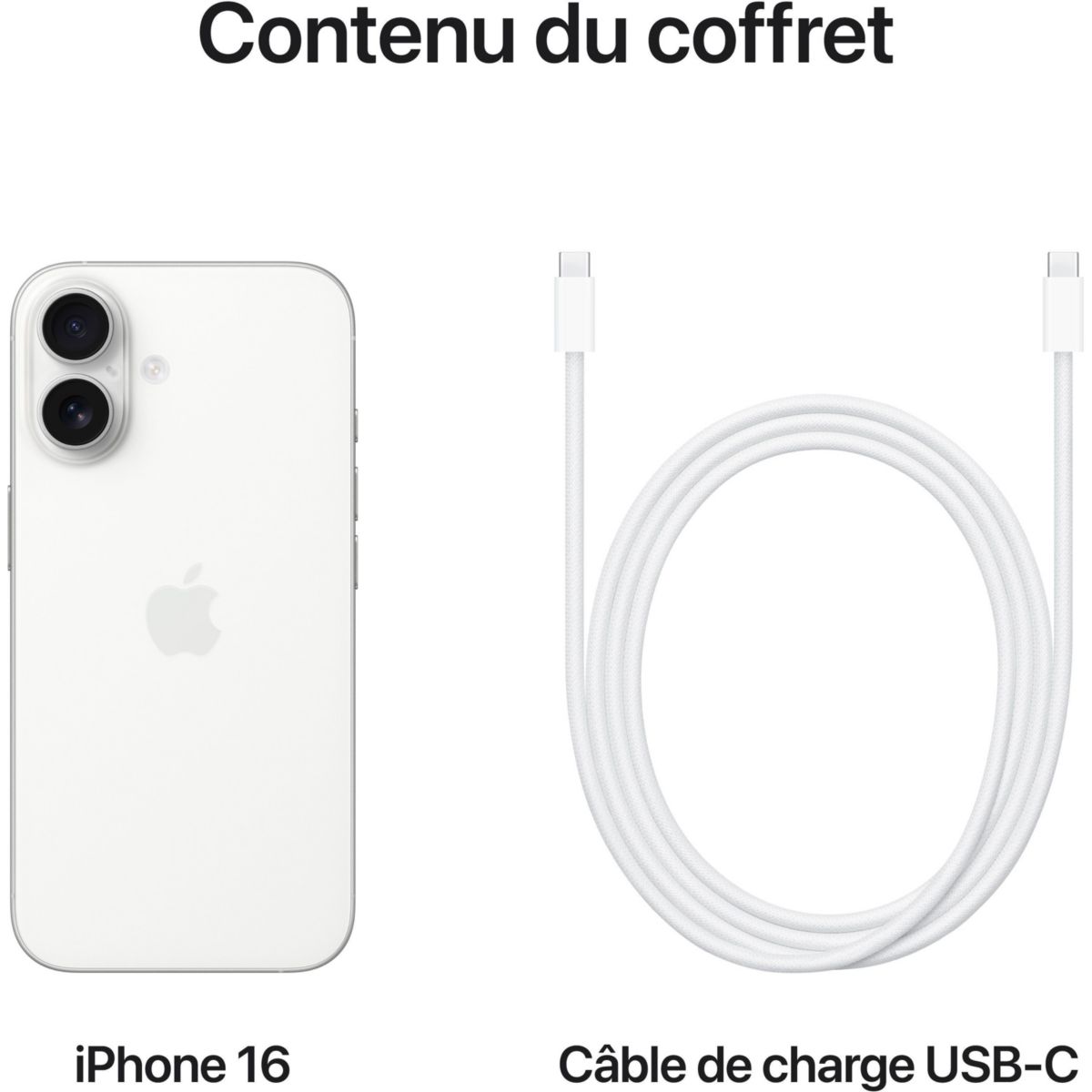 Smartphone iPhone 16 5G 128Go Blanc couleur unique, APPLE