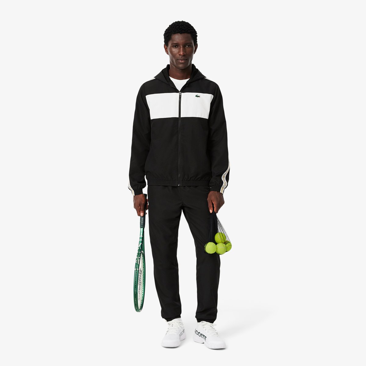Veste Tennis color-block bandes griffées noir-258, LACOSTE