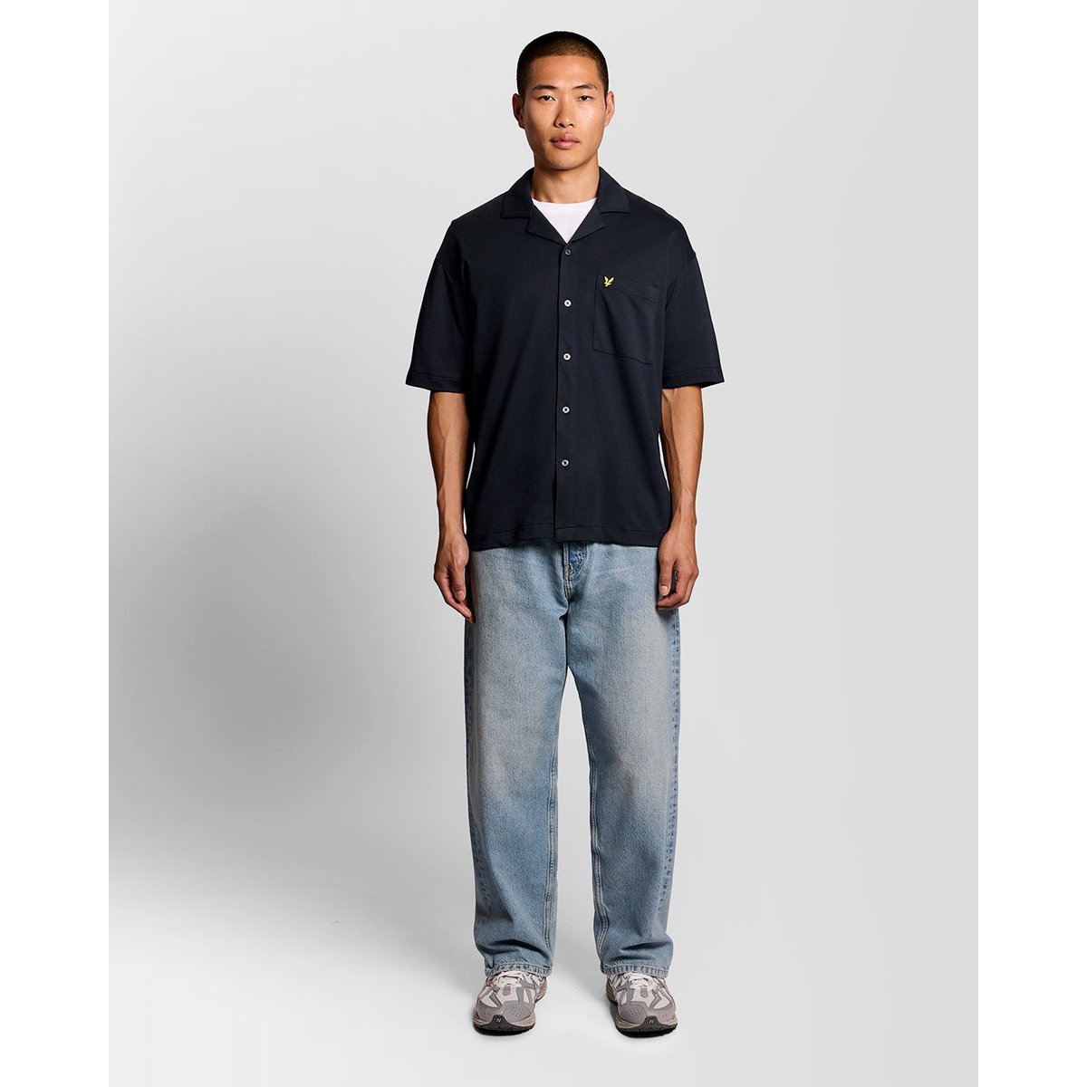 Chemise manches courtes col revers bleu foncé marine, LYLE & SCOTT