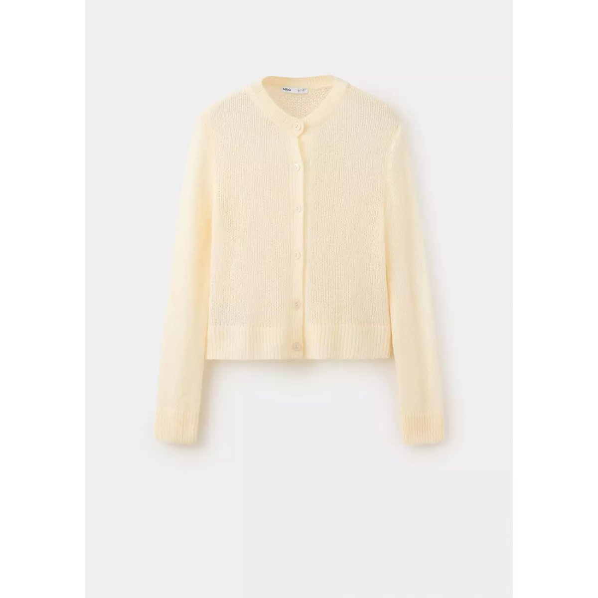 Cardigan maille ajourée écru, MANGO