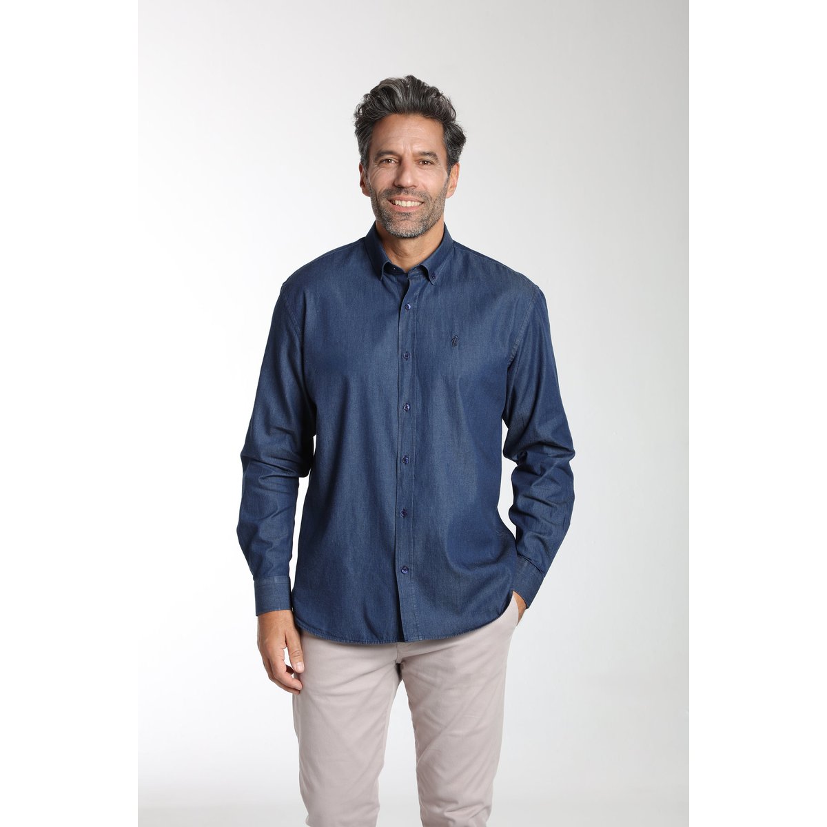 Chemise manches longues en coton CALY indigo, GENTLEMAN FARMER