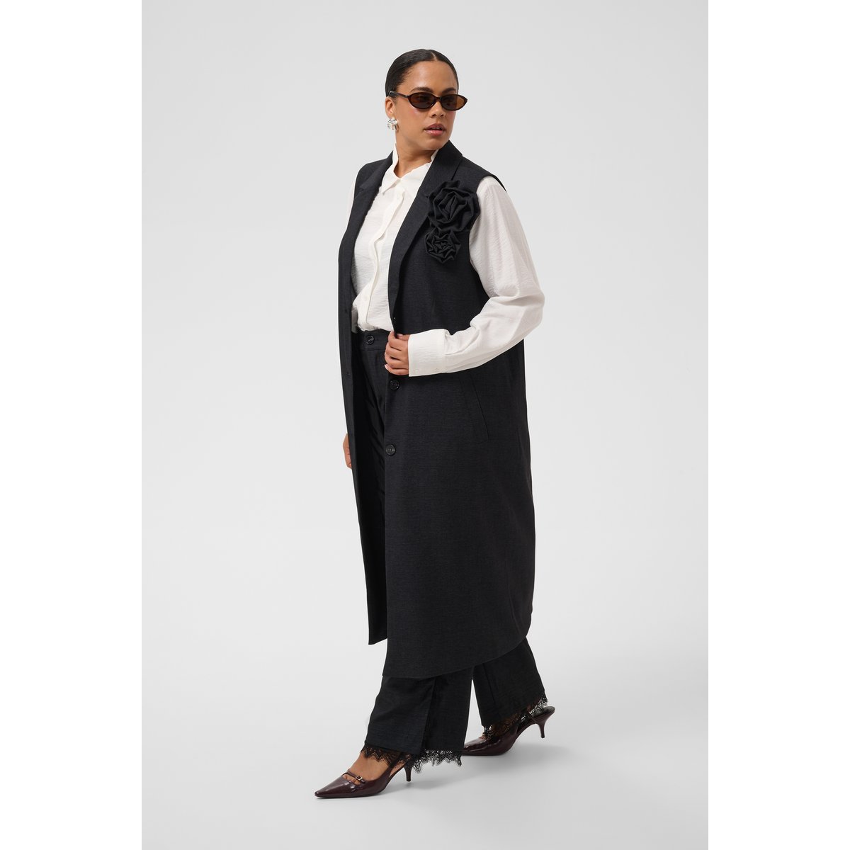 Manteau gris dark grey melange, KAFFE CURVE