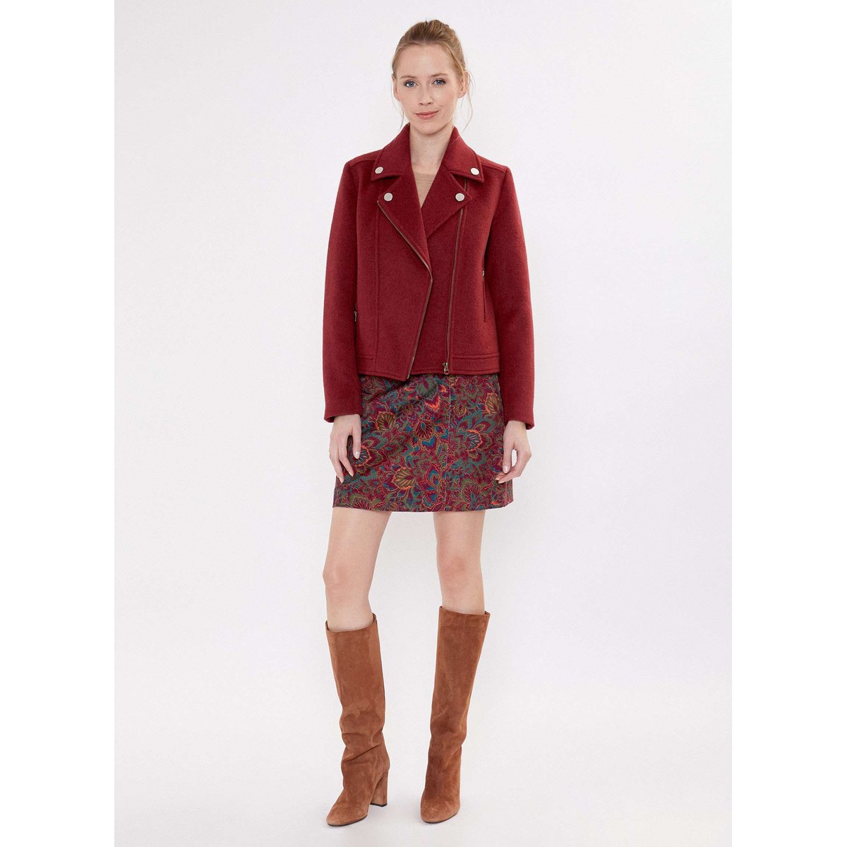 Veste perfecto motif MAJDI rouge ruby, LA FIANCÉE