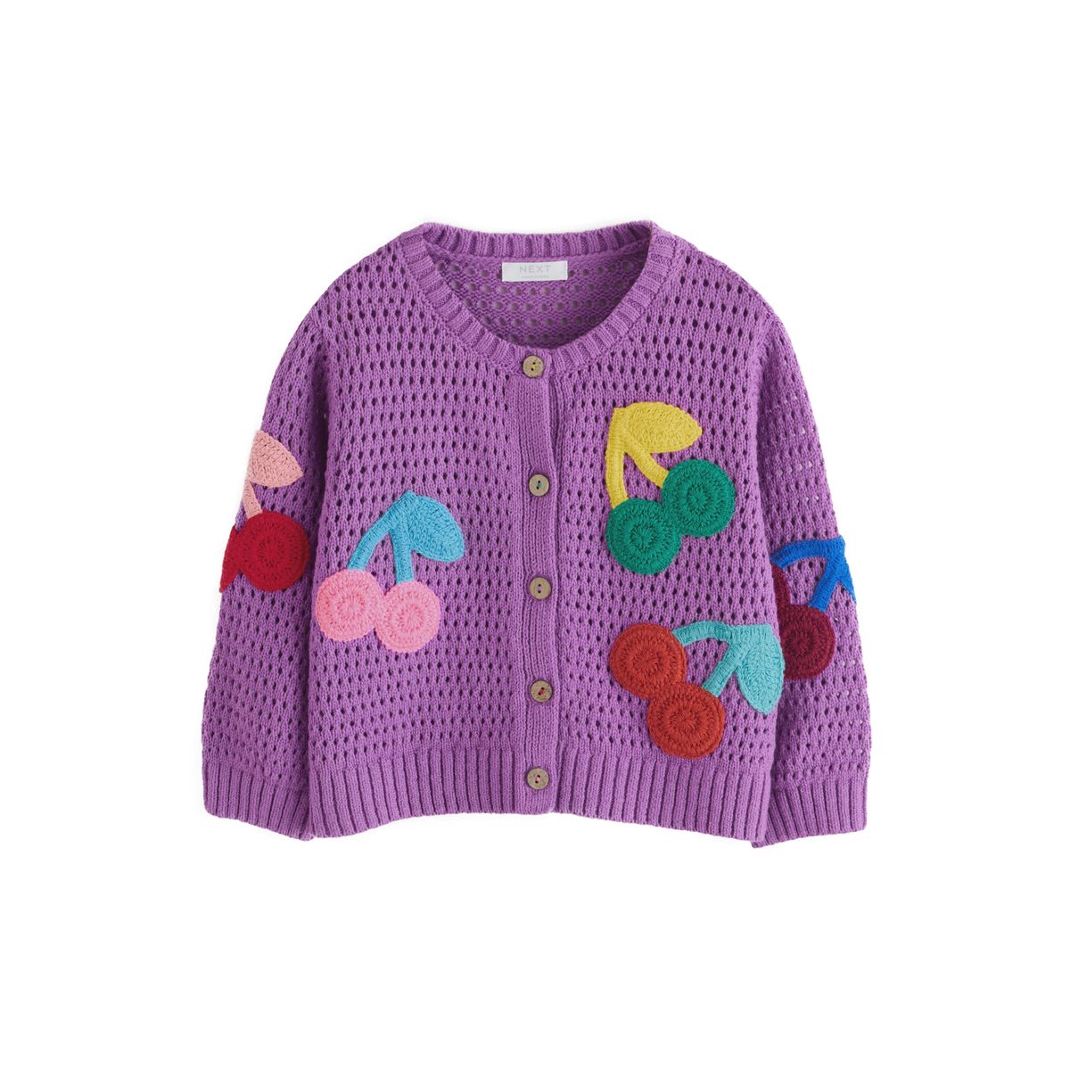 Cardigan au crochet à motif cerises violet, NEXT