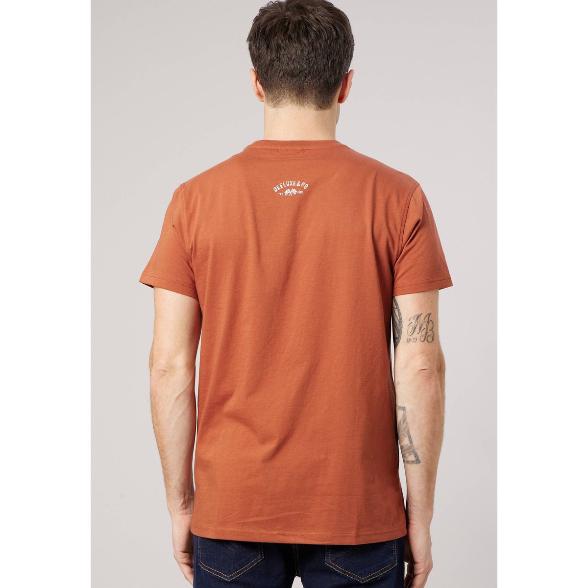 T-shirt regular homme en 100% coton jersey imprimé moto vintage AVENUE cognac, DEELUXE